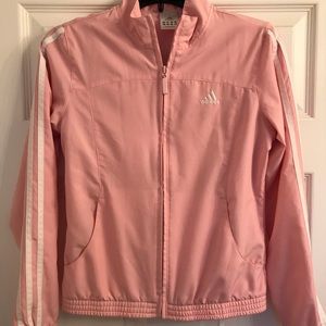 Adidas full zip pink windbreaker bomber jacket L